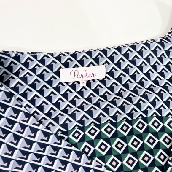 Parker Luisa Mini Dress Womens Medium Multicolor Geometric Print Flutter Sleeve - Picture 4 of 12